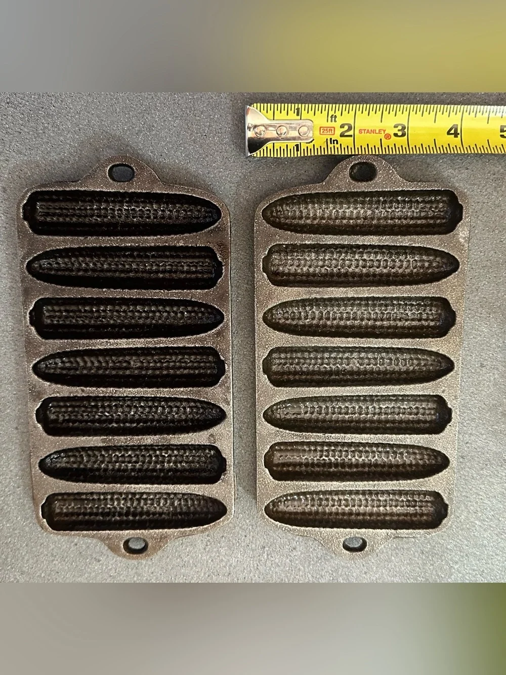 2 Antique Cast Iron Mini Corn Mold. Set of 2